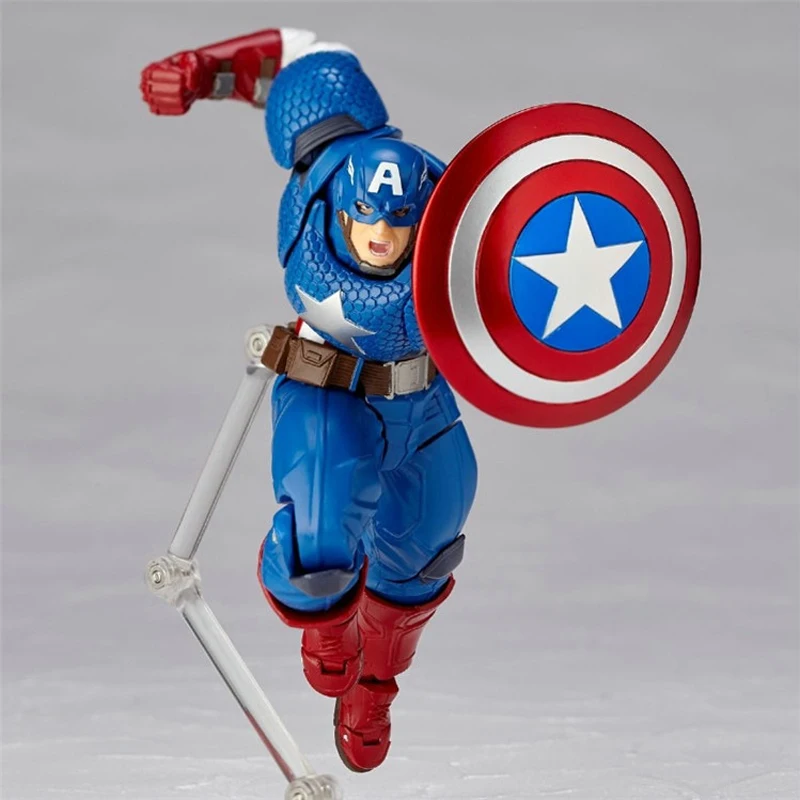 AMAZING Revoltech Yamaguchi Marvel Captain America Action Figure Anime Collectable Model Toy Doll Gifts - Revoltech Figure